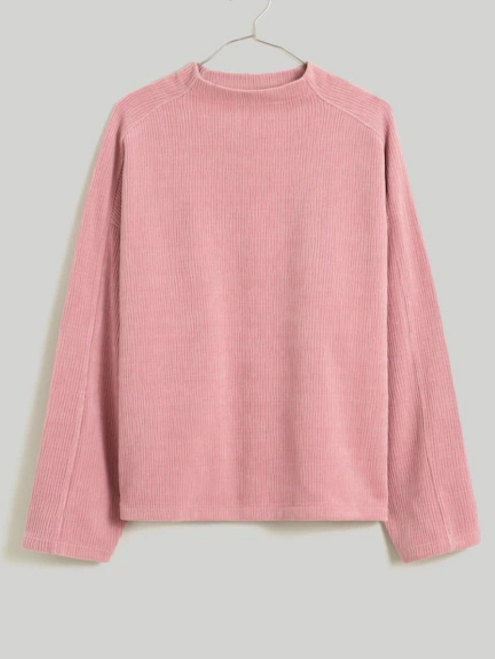 Madewell Striped Jacquard Funnel Neck Top | Dusty Rose | Size M | Sold Out